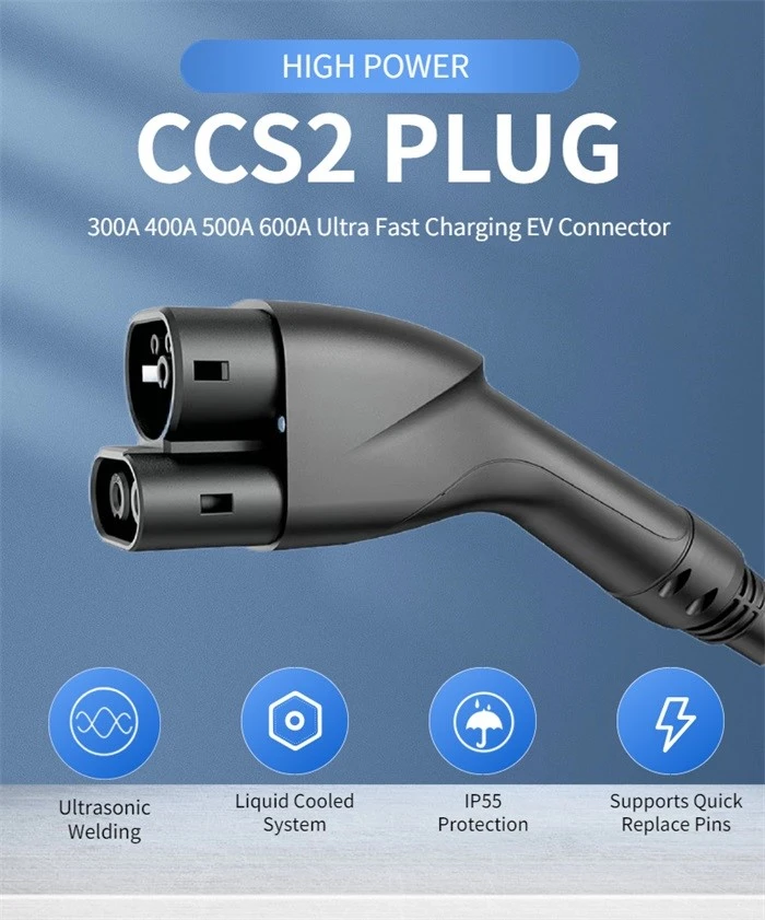 Liquid Cooled 600A Electric Car Plug